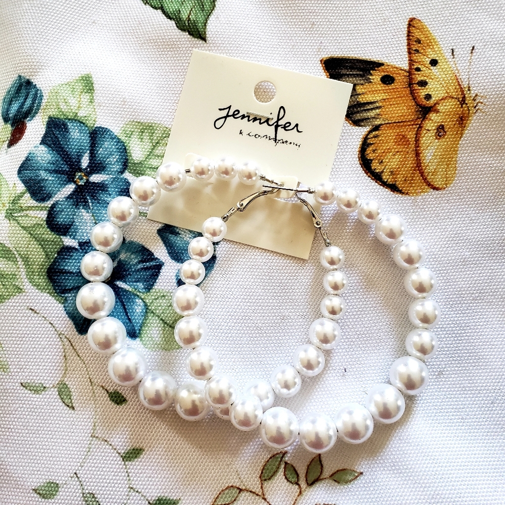Pearl hoop earrings